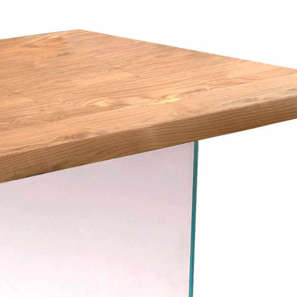 Modern dining table in oak veneer, Nico glass legs Viadurini