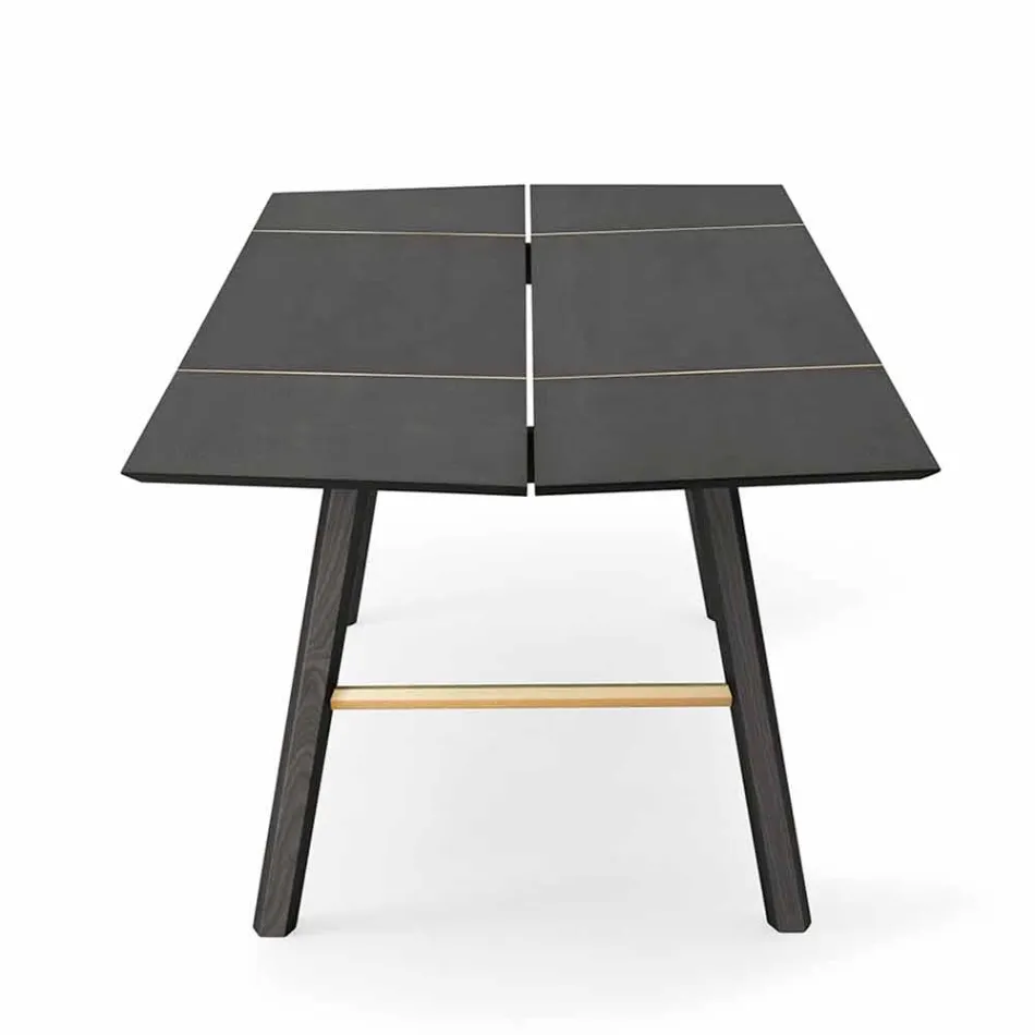 Modern Dining Table in Ash Wood with Black or Gold Details - Andria Viadurini