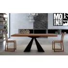 Modern Dining Table in Veneered Wood and Steel Made in Italy - Dalmata Viadurini