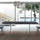 Modern Dining Table in Veneered Wood and Glass Made in Italy - Strappo Viadurini