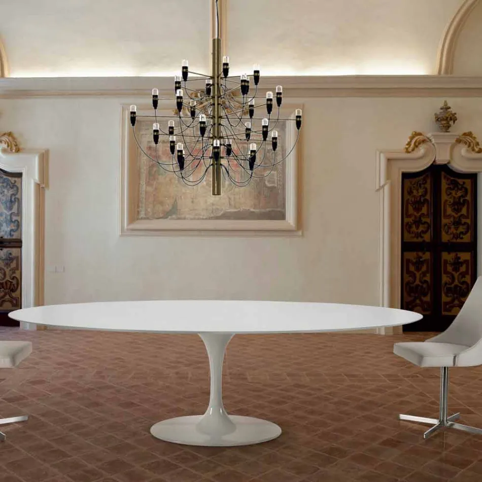 Oval Dining Table in Laminate and Aluminium Made in Italy, Precious - Dollars Viadurini