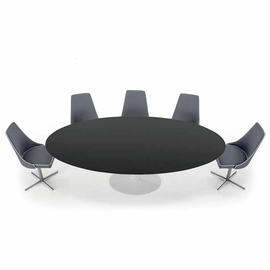 Oval Dining Table in Laminate and Aluminium Made in Italy, Precious - Dollars Viadurini