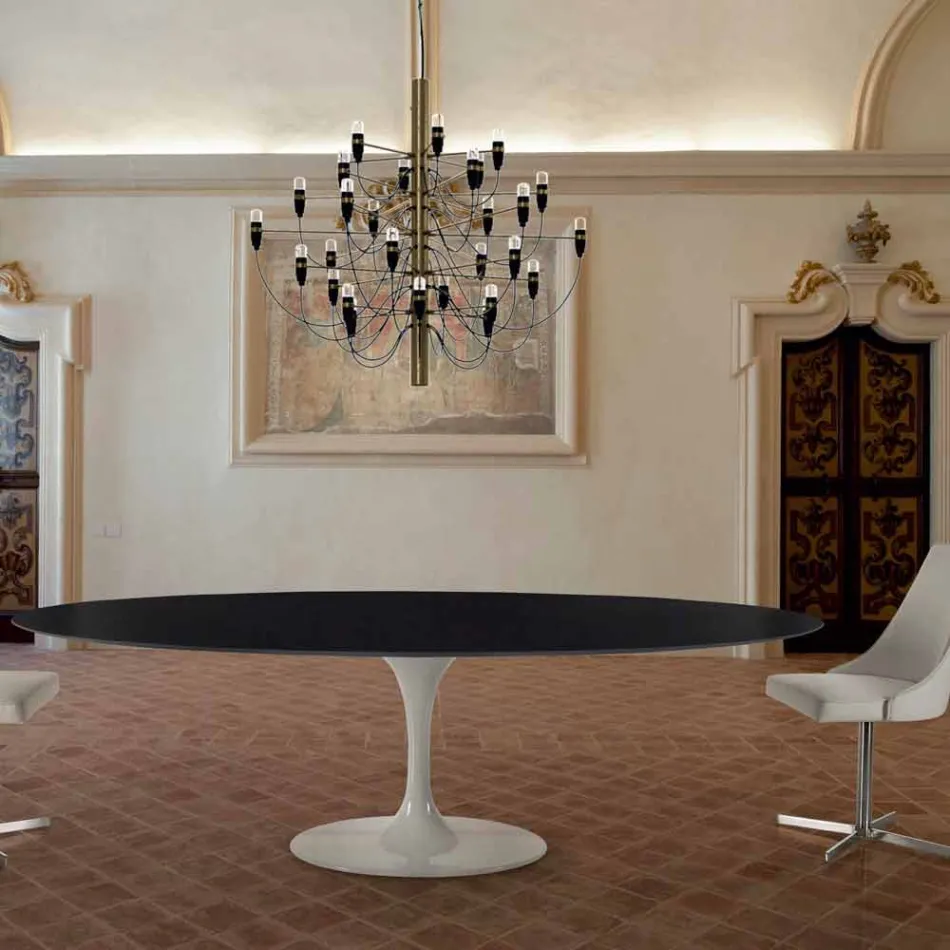 Oval Dining Table in Laminate and Aluminium Made in Italy, Precious - Dollars Viadurini