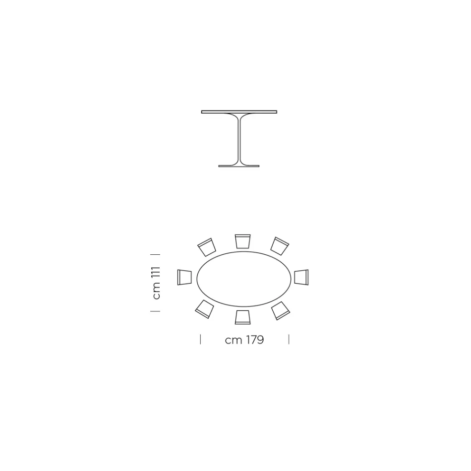 Oval Dining Table in Laminate and Aluminium Made in Italy, Precious - Dollars Viadurini