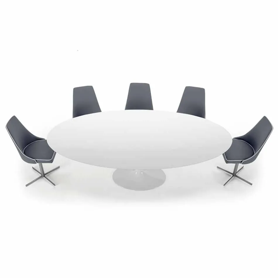 Oval Dining Table in Laminate and Aluminium Made in Italy, Precious - Dollars Viadurini