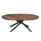 Oval Dining Table in Oak Veneer and Black Metal Base - Domo Viadurini