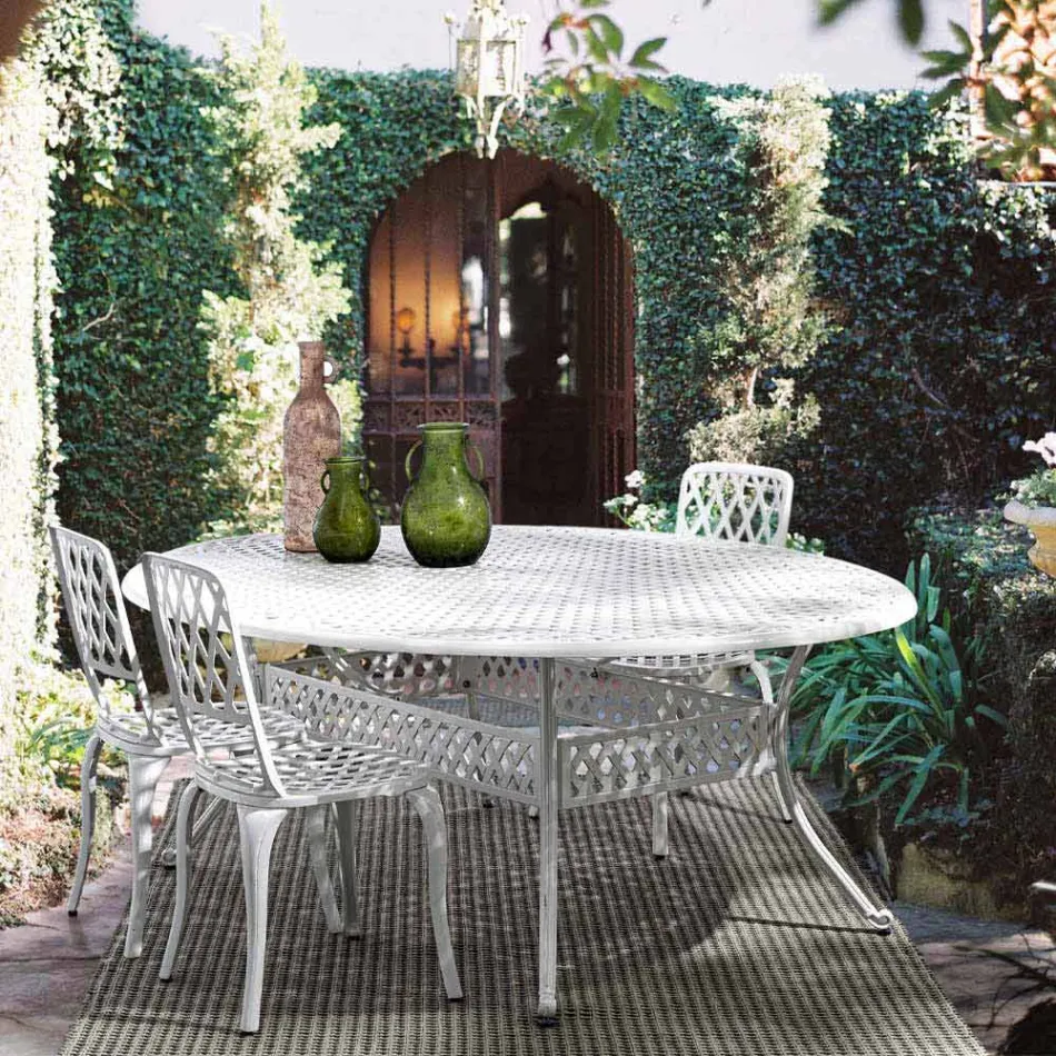 Outdoor Dining Table in White or Anthracite Painted Aluminium - Quick Viadurini