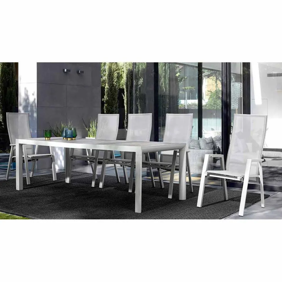 Outdoor Dining Table in Ceramic and Aluminium, Homemotion - Salem Viadurini