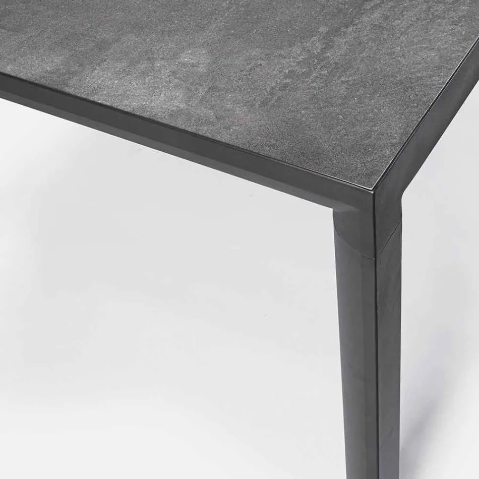 Outdoor Dining Table in Ceramic and Aluminium, Homemotion - Salem Viadurini