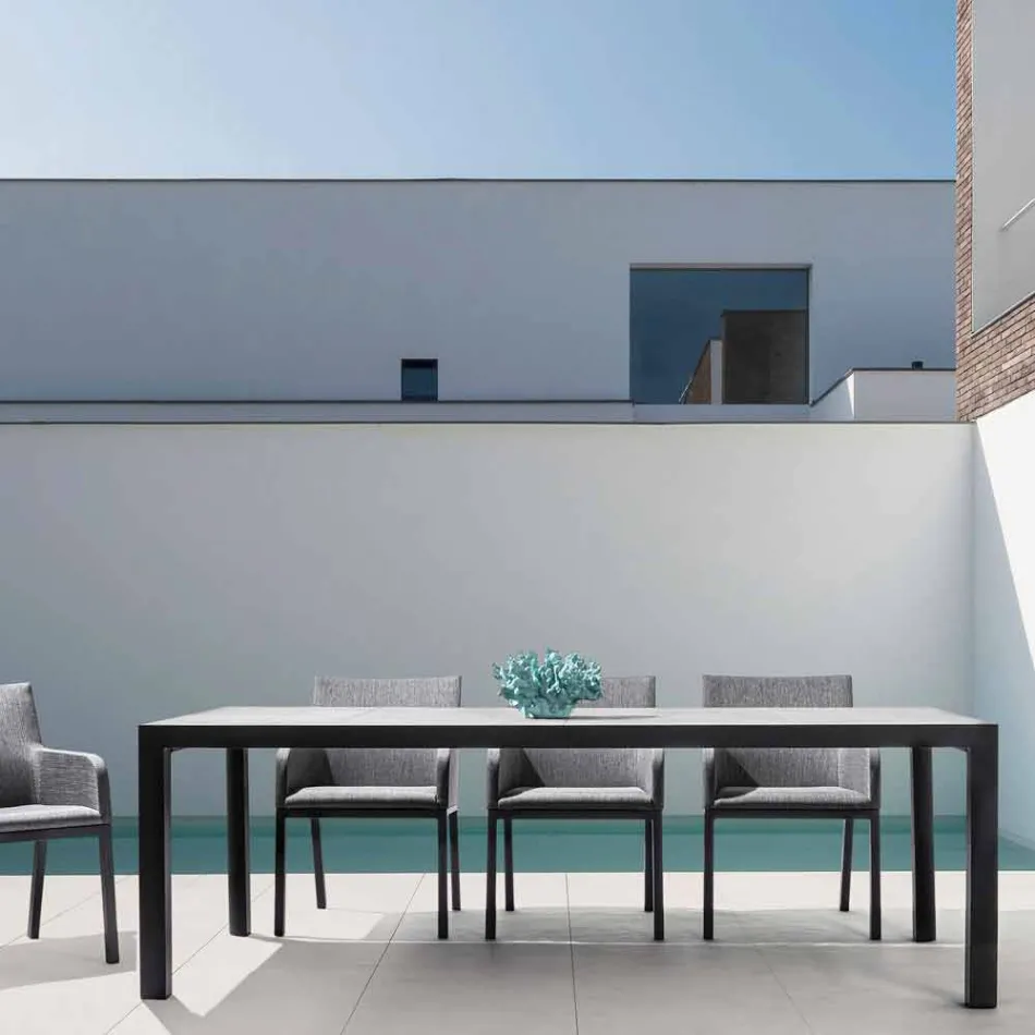 Outdoor Dining Table in Ceramic and Aluminium, Homemotion - Salem Viadurini