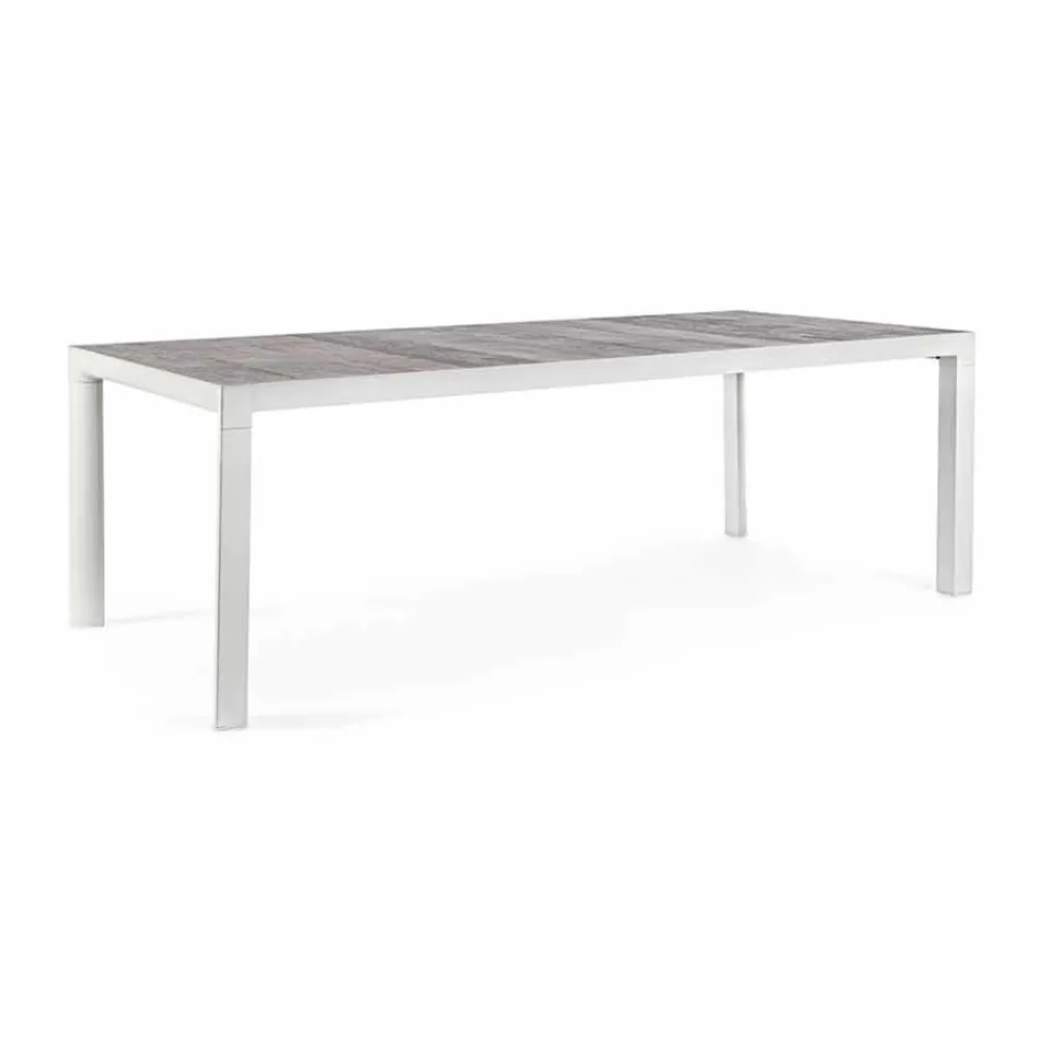 Outdoor Dining Table in Ceramic and Aluminium, Homemotion - Salem Viadurini