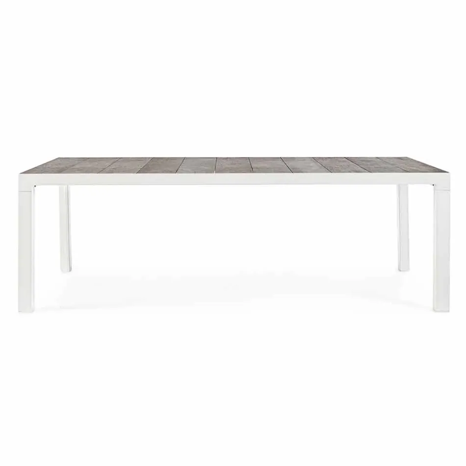 Outdoor Dining Table in Ceramic and Aluminium, Homemotion - Salem Viadurini