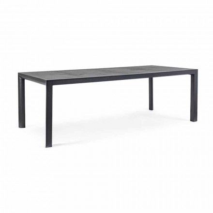 Outdoor Dining Table in Ceramic and Aluminium, Homemotion - Salem Viadurini