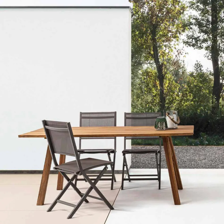 Outdoor Dining Table in Acacia Wood Oil Finish - Leonard Viadurini