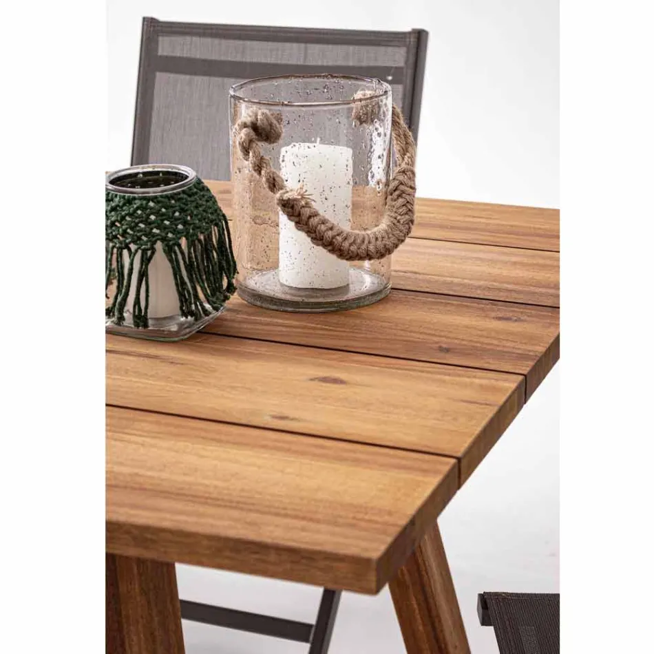 Outdoor Dining Table in Acacia Wood Oil Finish - Leonard Viadurini