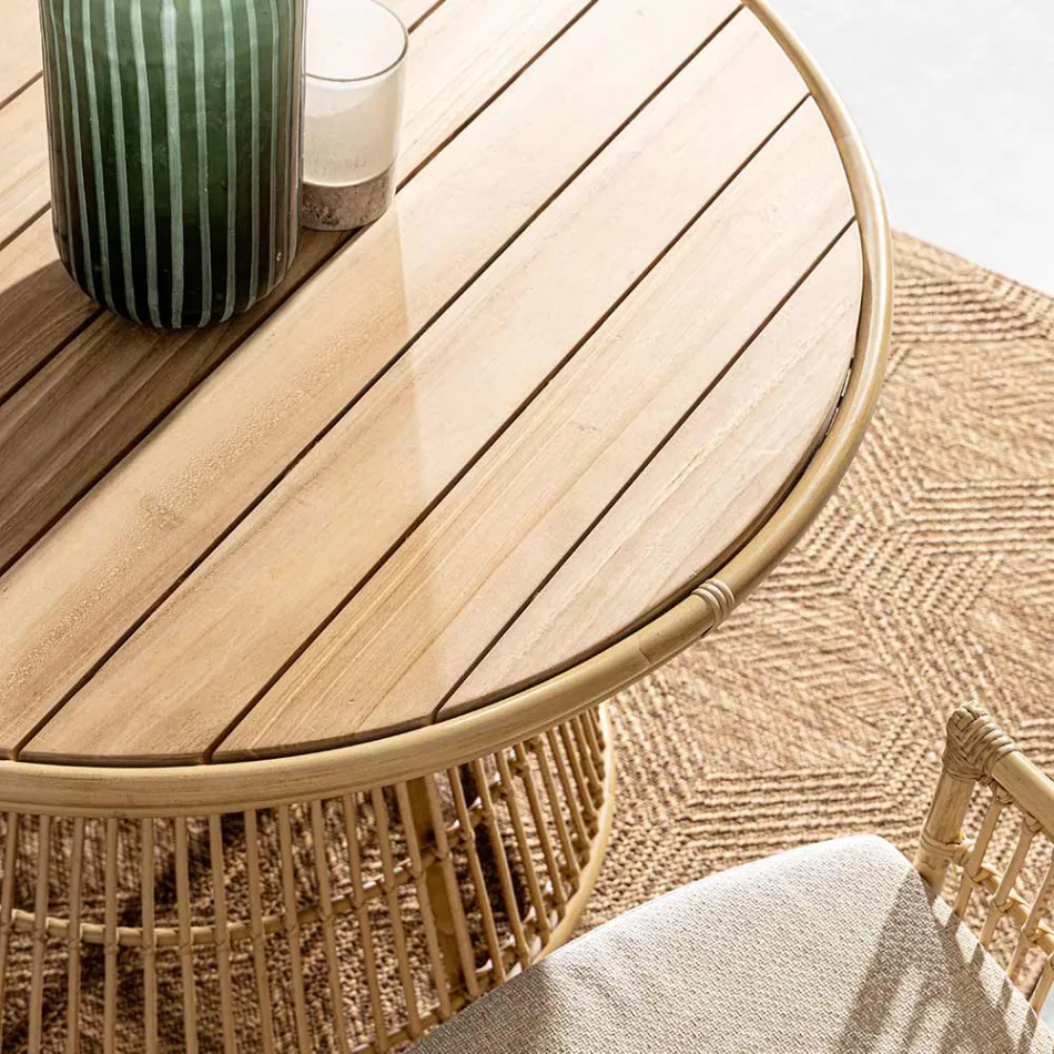 Garden Dining Table in Aluminium and Teak Top-Svlk - Matter Viadurini