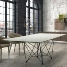 Dining Table Top in Laminam and Base in Steel Made in Italy - Ezzellino Viadurini