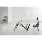 Dining Table Glass Top and Polyurethane Legs 2 Sizes - Stalto Viadurini