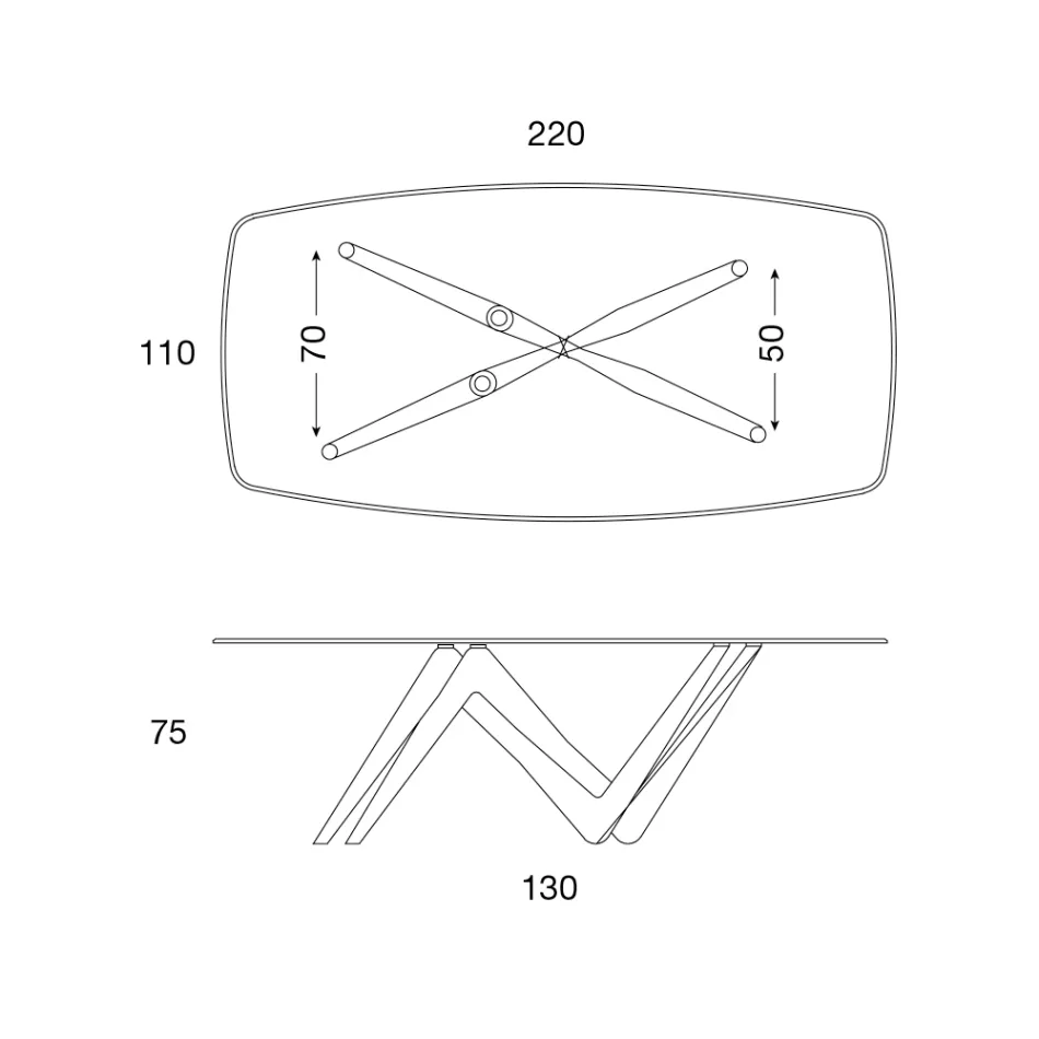 Dining Table Glass Top and Polyurethane Legs 2 Sizes - Stalto Viadurini