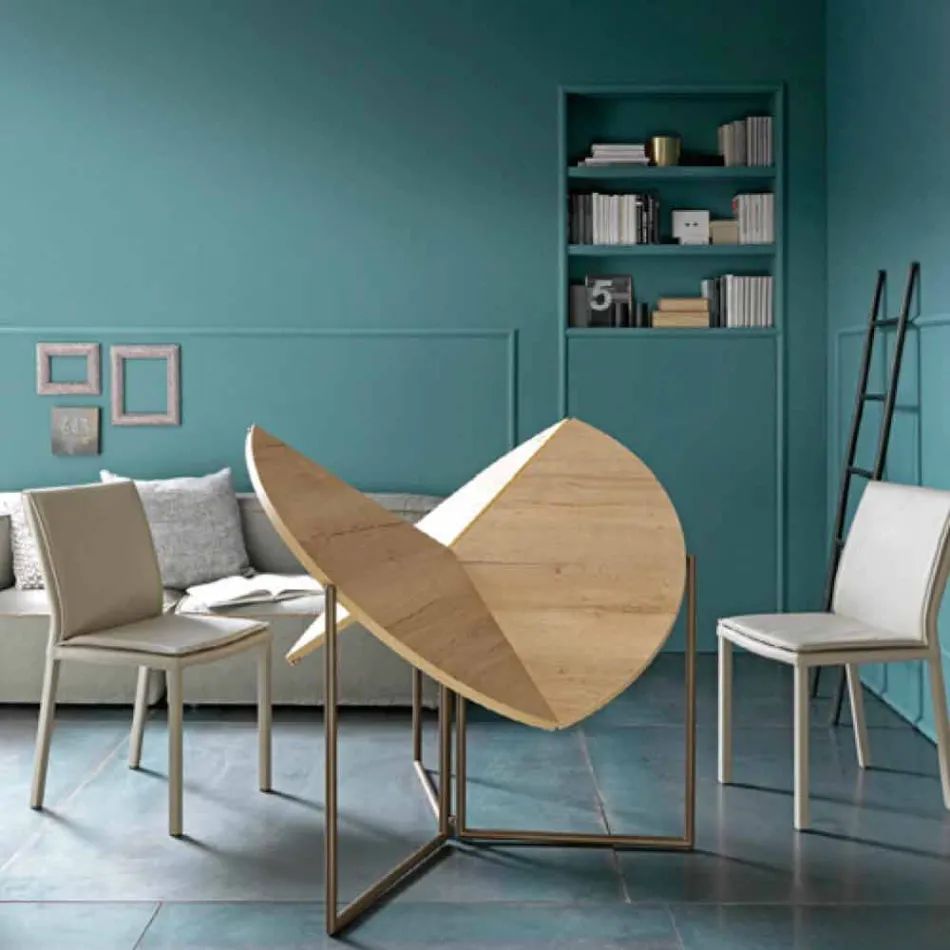 Modern Folding Dining Table in Wood and Metal Made in Italy - Menelao Viadurini