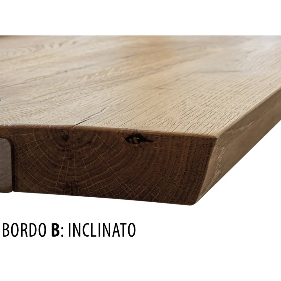 Dining Table Plated in Masellato Knotted Oak Made in Italy - Pilar Viadurini