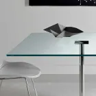 Square Dining Table in Extra-clear Glass and Metal Made in Italy - Dolce Viadurini