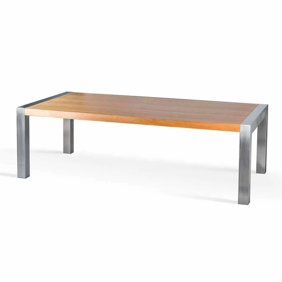 Rectangular dining table in oak wood and Frodo steel Viadurini