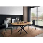 Round Extendable Dining Table with Wooden Top Made in Italy - Crodino Viadurini