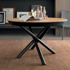 Round Extendable Dining Table with Wooden Top Made in Italy - Crodino Viadurini