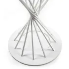 Round Dining Table with Laminated Wood Top and Steel Base - Mileto Viadurini