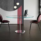 Round Dining Table with Extralight Glass Top Made in Italy - Dolce Viadurini