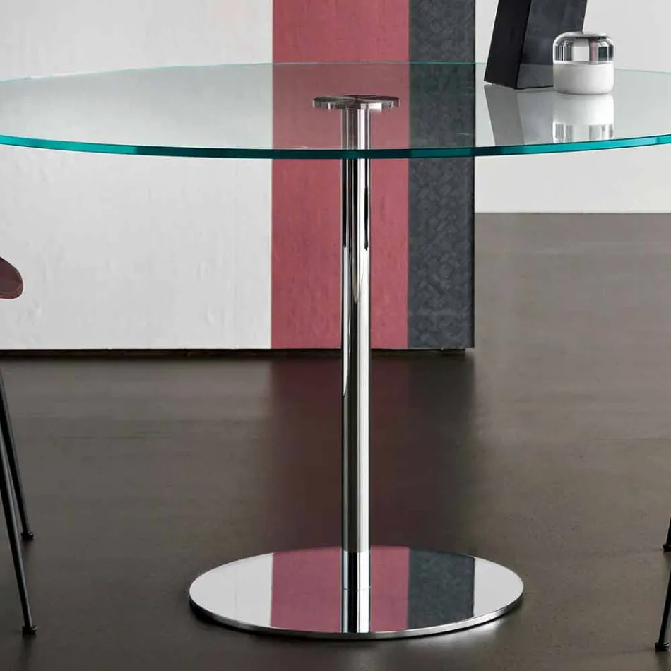 Round Dining Table with Extralight Glass Top Made in Italy - Dolce Viadurini