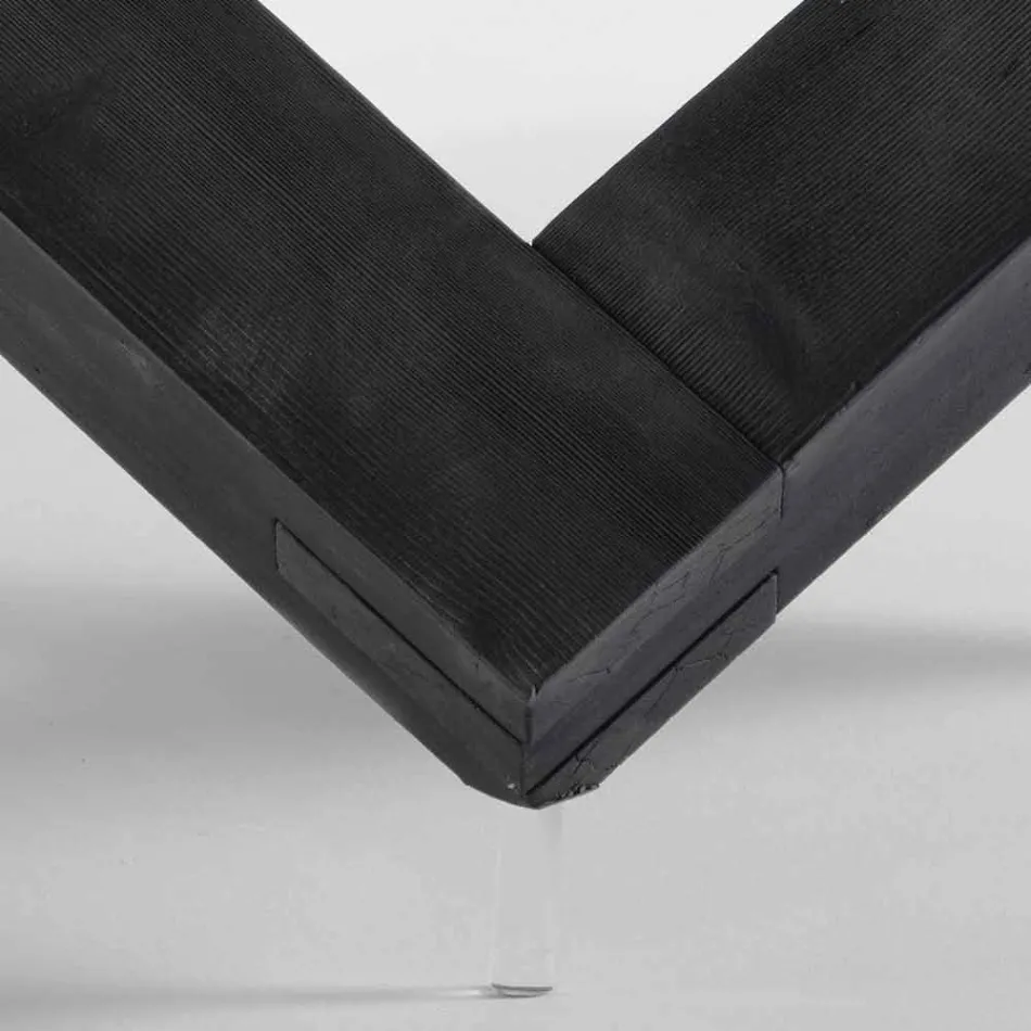 Round wood dining table with glass top Bao, modern design Viadurini