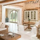 Round Dining Table in Recycled Tropical Wood with Central Base - Slide Viadurini