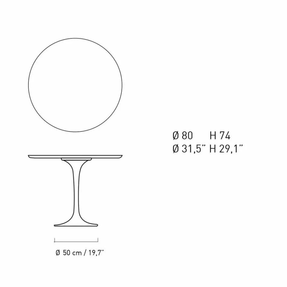 Round Dining Table in Marble and Painted Aluminium Made in Italy - Superb Viadurini