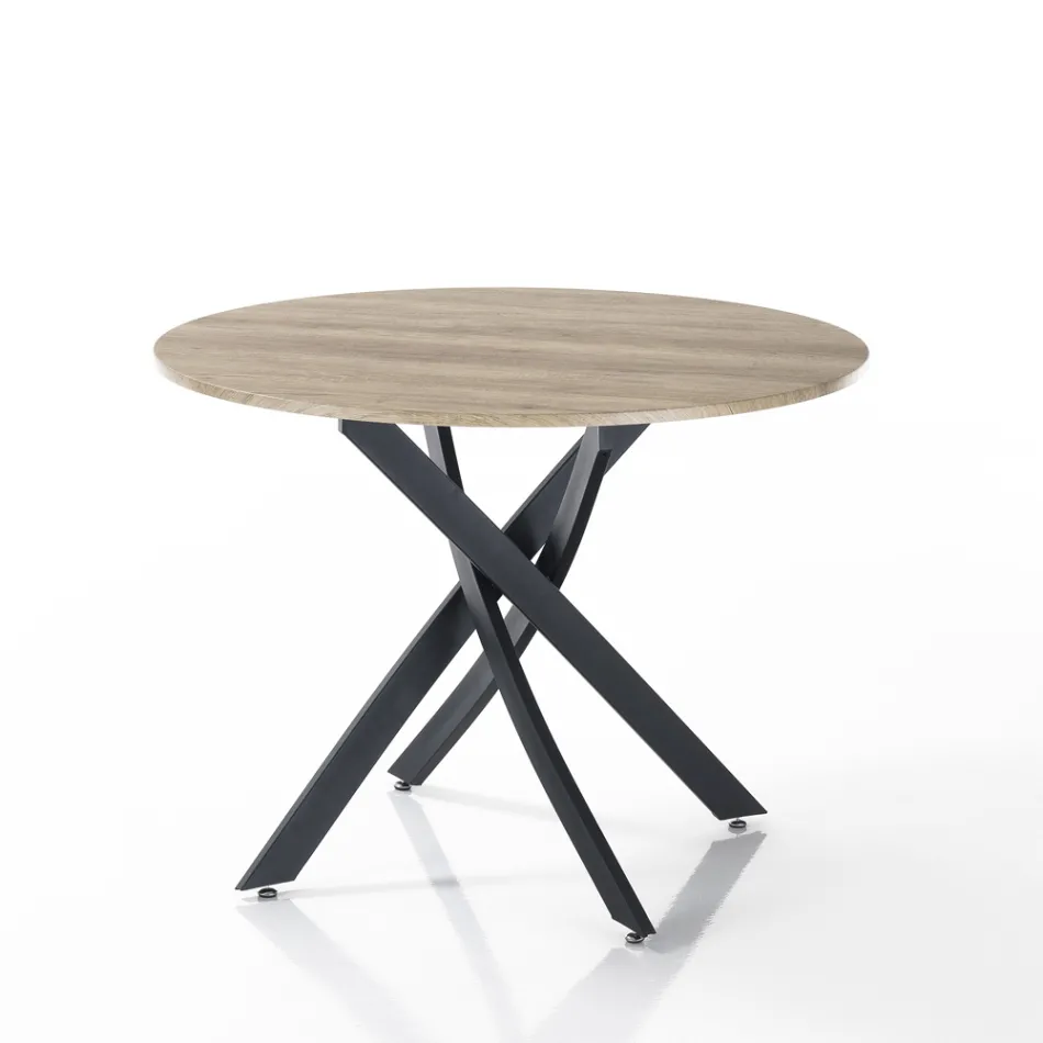 Round Dining Table in MDF and Steel - Altavela Viadurini