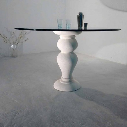 Round dining table in stone and crystal Oedipus, classic design Viadurini