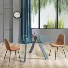 Modern Glass and Metal Round Dining Table - Tontolone Viadurini