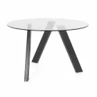 Modern Glass and Metal Round Dining Table - Tontolone Viadurini