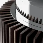 Round Dining Table in Smoked Glass with Wooden Base Made in Italy - Rondo Viadurini