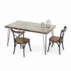 Industrial Style Dining Table with Top in Mdf and Glass Homemotion - Brasil Viadurini