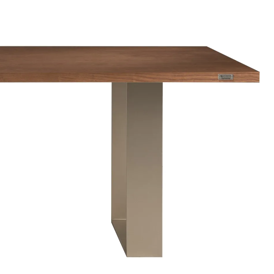 Dining Table Structure in Iron and Solid Wood Made in Italy - Romino Viadurini