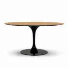 Round Dining Table with Fine Veneered Top Made in Italy - Dollars Viadurini