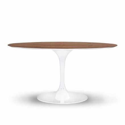 Round Dining Table with Fine Veneered Top Made in Italy - Dollars Viadurini
