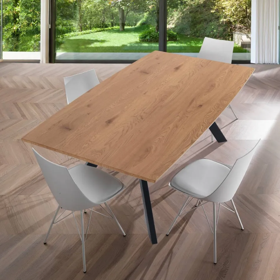 Lounge table with steel legs and MDF top - Terullio Viadurini