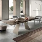 160x90 Living Room Table with Transparent Hammered Glass Top - Martello Viadurini