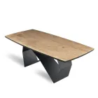 Lounge Table 200x100 in Oak Veneer and Metal - Cross Viadurini