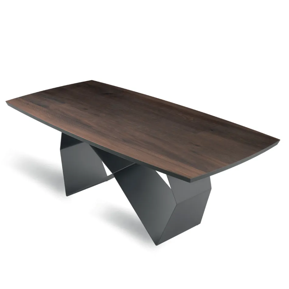 Lounge Table 200x100 in Oak Veneer and Metal - Cross Viadurini