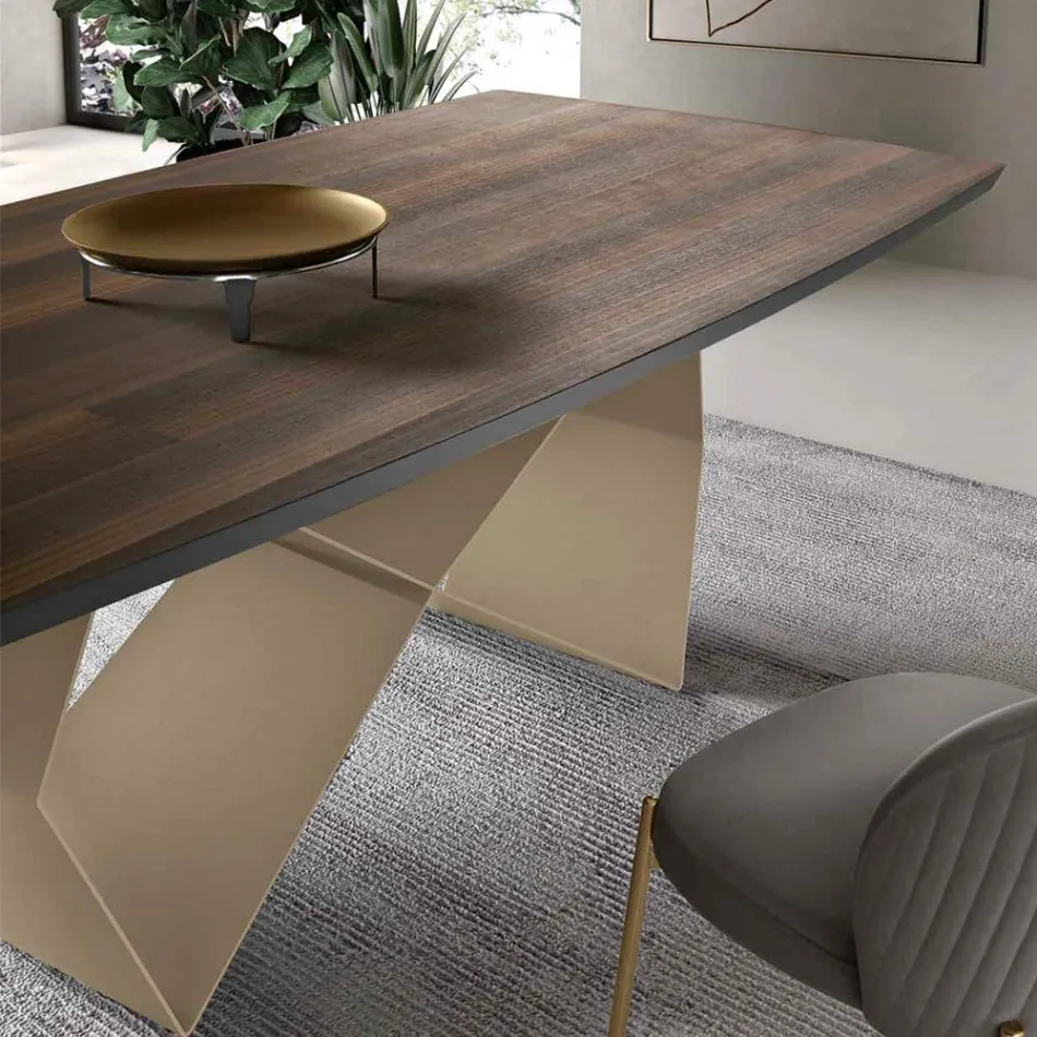 Lounge Table 200x100 in Oak Veneer and Metal - Cross Viadurini