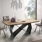 Lounge Table 200x100 in Oak Veneer and Metal - Cross Viadurini